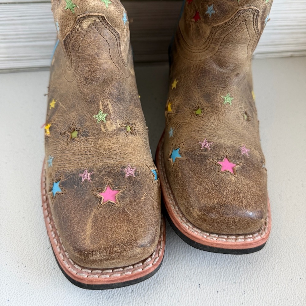 Dan Post girls leather cowgirl stars  boots - Picture 2 of 7